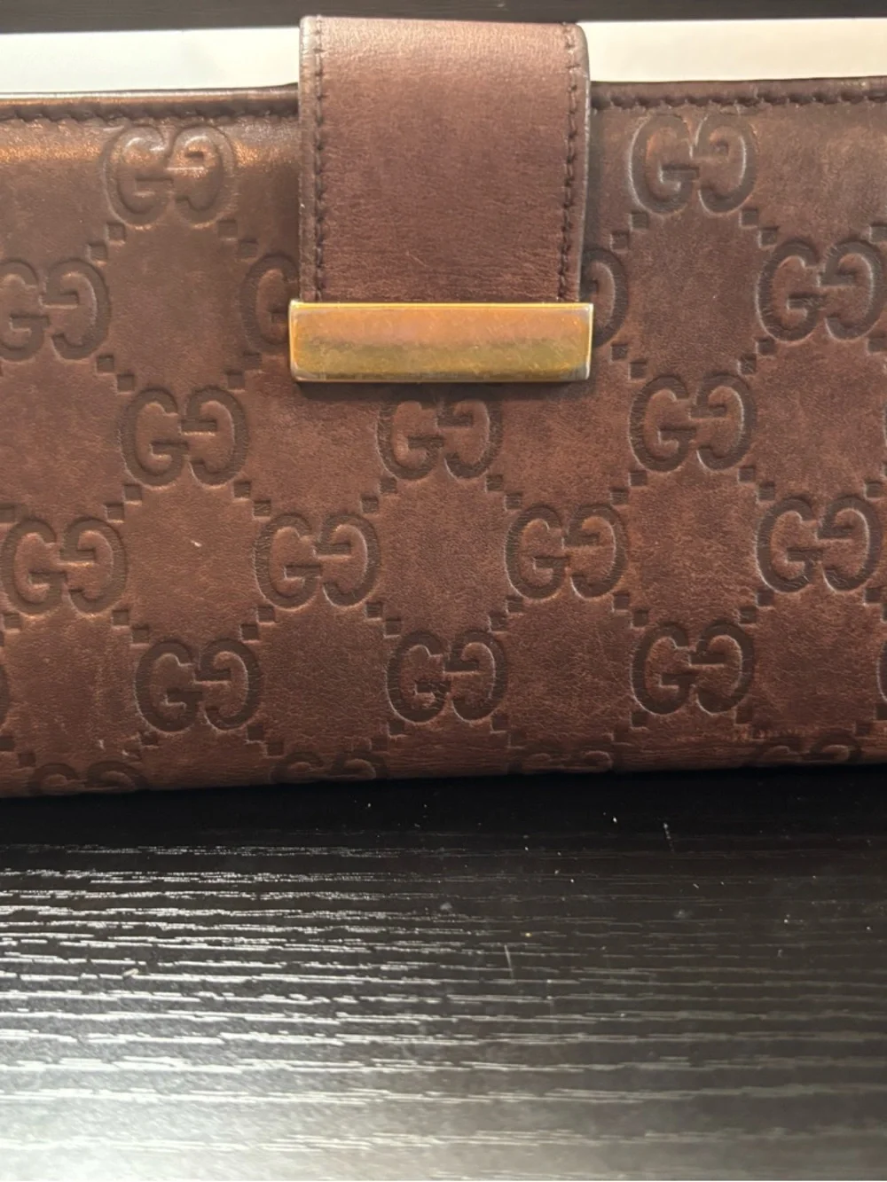 Authentic Vintage Gucci Guccissima Brown Leather Continental Wallet